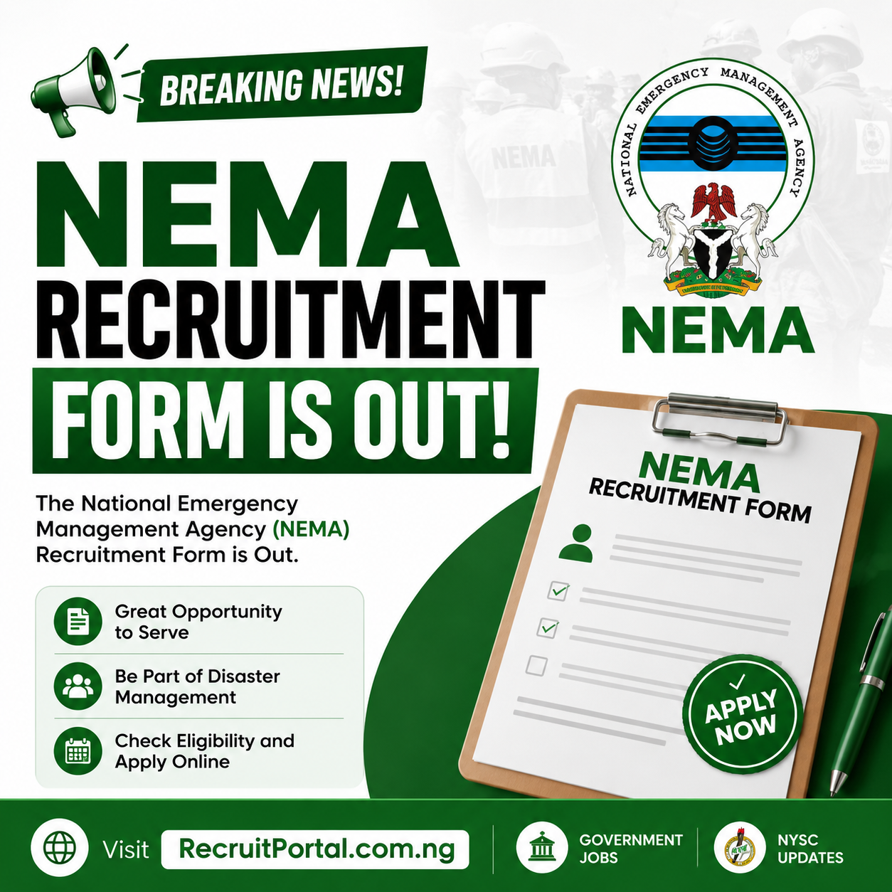 NEMA recruitment form is out