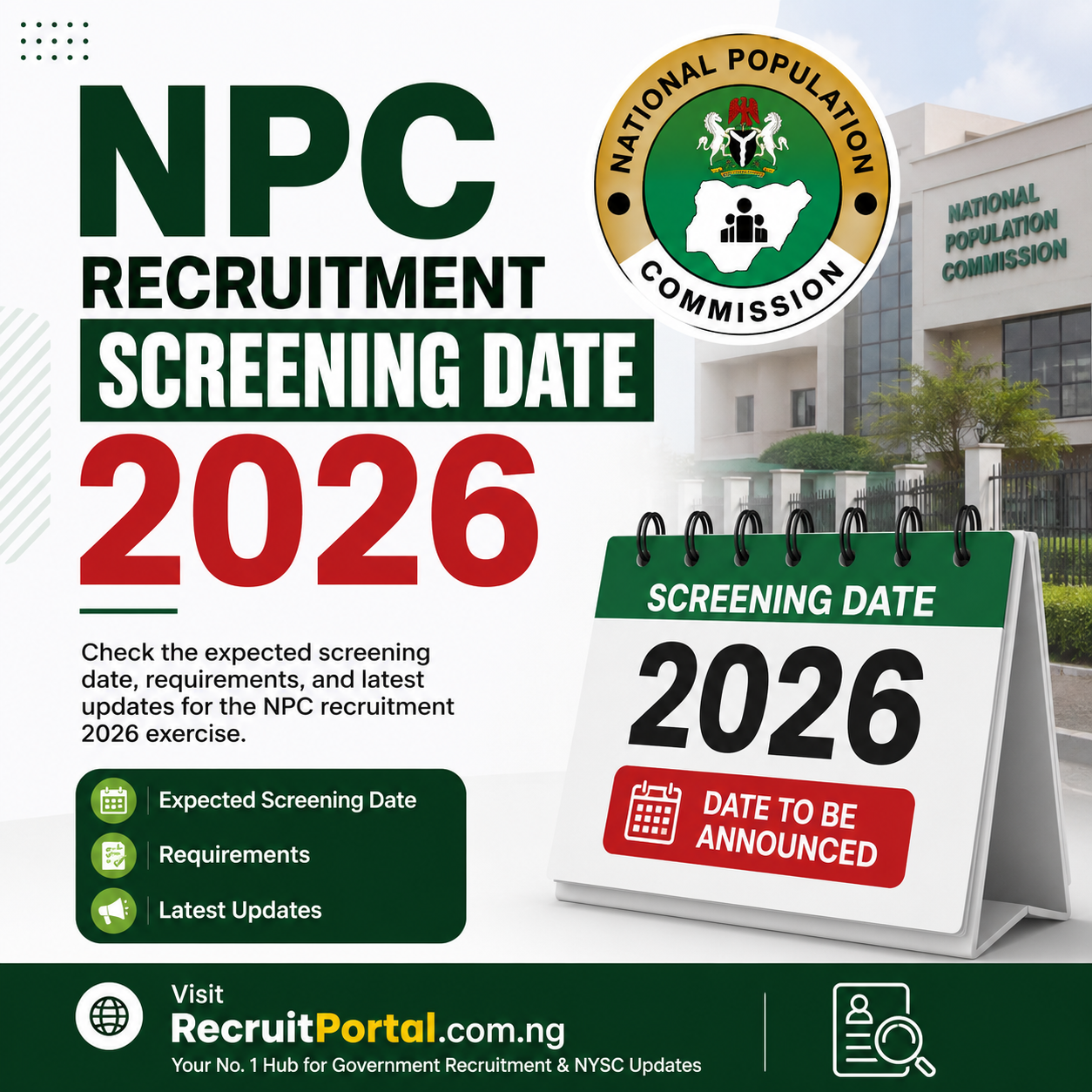 NPC recruitment screening date 2026