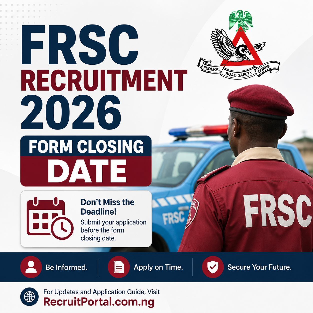 FRSC recruitment 2026 form closing date