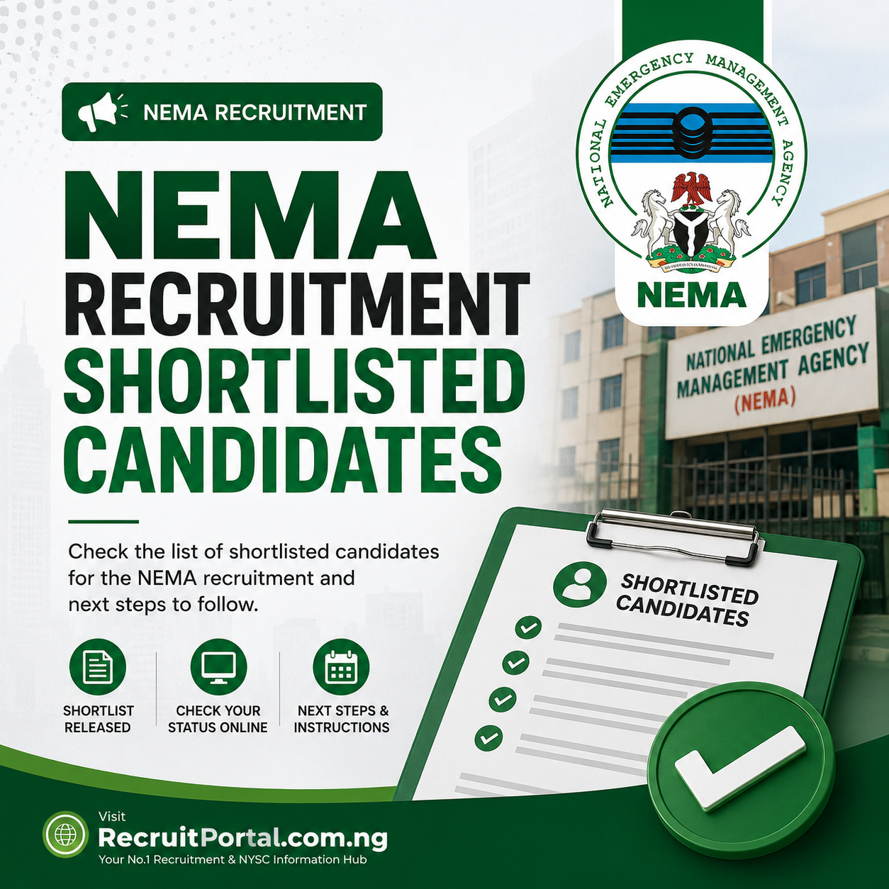 NEMA recruitment shortlisted candidates