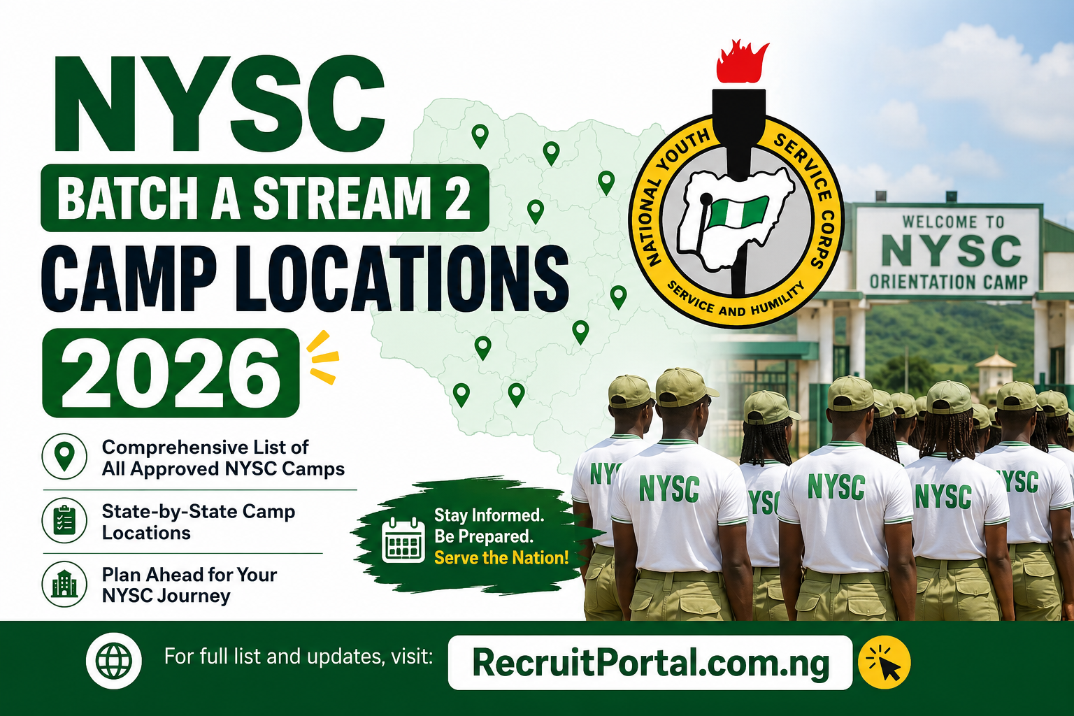 NYSC Batch A Stream 2 camp locations 2026